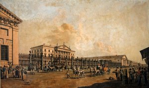 Bank of the Empire, St. Petersburg, ca. 1800 (gravering med akvarel)