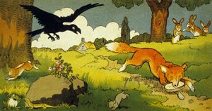La Fontaines fabel: Kragen og ræven (illustration 1949)