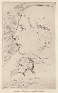 Skitse af den engelske digter John Keats fra den engelske kunstner Benjamin Haydons tidsskrift (litho) af Benjamin Robert (after) Haydon