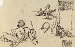 Figurstudier af en mand, der rejser sig fra jorden