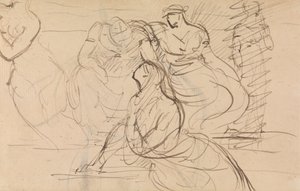 Figurstudie af kvinder i forskellige siddende og stående stillinger af Benjamin Robert Haydon