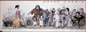 Le grand chemin de la postity: repræsentation af tragedie og komedie - Litografi af Benjamin Roubaud, Maison de Balzac, Paris
