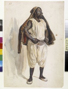 Orientalister: repræsentation af en Biskry, portør i Algier (illustration)