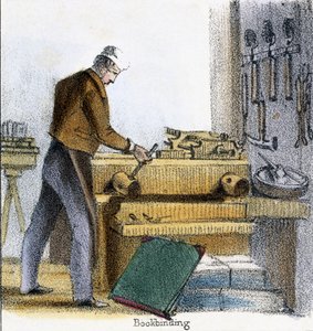 Bogbinderen, fra drengen, koen og kalven i grafiske illustrationer af dyr - viser deres nytteværdi for mennesket i deres beskæftigelse under livet og brugen efter døden, ca. 1845
