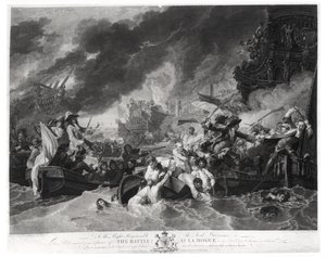 Slaget ved Haag, 29. maj 1692, indgraveret af William Woollett (1735-85) 1781 (akvatinte) af Benjamin West