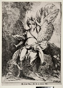 Prøver af polyautografi: Englen ved Kristi grav, 1801. af Benjamin West
