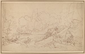 Studie til Slaget ved La Hogue [recto] af Benjamin West