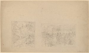 Studie af Moses, der slår klippen og en procession [verso] af Benjamin West