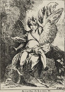 The Angel of the Resurrection, 1801 (penlitografi på vævet papir monteret på det originale vævede støtteark med gråbrun akvatint) af Benjamin West