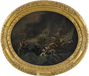 Slaget ved La Hogue, 1820 af Benjamin West