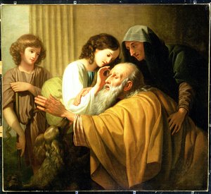 Tobias helbreder sin fars blindhed, 1772 af Benjamin West