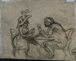 Kvinde og mand spillekort (verso) af Benjamin West