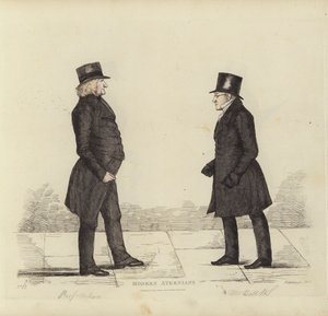 Fremtrædende Edinburghianere, alias moderne athenere, John Wilson, Esq, professor i moralfilosofi, George Joseph Bell, Esq, professor i skotsk lov (farvegravering) af Benjamin William Crombie