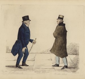 Fremtrædende Edinburghianere, alias moderne athenere, generalløjtnant George R Ainslie, Bindon Blood, Esq, of Cranacher (farvet gravering) af Benjamin William Crombie