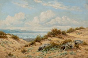 Sandklitter på Conwy (olie på lærred) af Benjamin Williams Leader