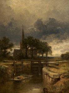 Stratford-on-Avon kirke og lås af Benjamin Williams Leader