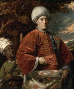 Portræt af en herre i orientalsk klædedragt med en orientalsk pageboy