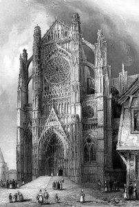 Den sydlige tværarm af Beauvais-katedralen, Frankrig, 1836. af Benjamin Winkles