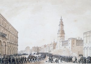 Begravelse af fransk officer i Weimar, oktober 1806 (tegning) af Benjamin Zix