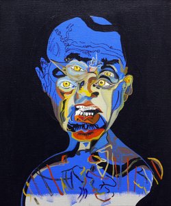 50 store forfattere i historien: James Ellroy, 2015 (olie og akryl på lærred) af Benoit Erwann Boucherot