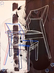 Chaise prototype, efter David Gour, 2023 (olie og akryl på blandet lærred) af Benoit Erwann Boucherot