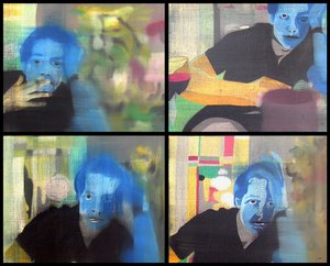 Man on the moon, 2003 (olie på 4 sidestillede lærreder)