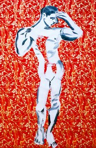 Masculin 1, 2020 (akryl på silketrykt japansk papir) af Benoit Erwann Boucherot