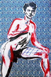 Masculin japonais 2, 2020 (akryl på silketrykt japansk papir) af Benoit Erwann Boucherot