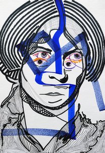 Surportræt : Charlotte Brontë, 2019 (akryl på papir) af Benoit Erwann Boucherot