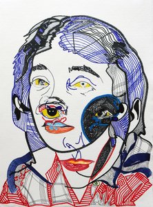 Surportræt : Marguerite Duras 2, 2021 (akryl på papir) af Benoit Erwann Boucherot