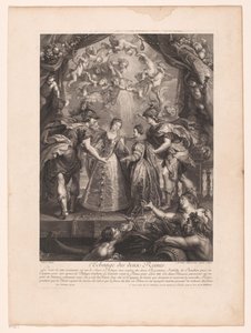 Udveksling af to dronninger Udveksling af to dronninger. (titel på objekt) Galleriet i Palais du Luxembourg (serietitel) af Benoît Audran