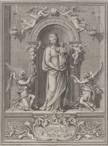 Madonna af Loreto, i en niche med en engel på hver side, 1650-1724. af Benoît Farjat
