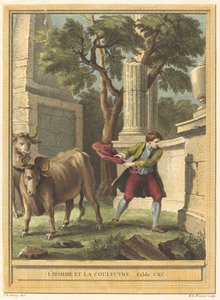 Manden og slangen (Man and the Snake) af Benoît Louis Prévost after Jean Baptiste Oudry