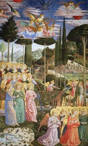 Engle i et himmelsk landskab, den venstre væg af apsis, fra Magi-cyklussen i kapellet ca. 1460 (for detaljer se 83051)