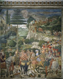 Magiernes procession med Julien de Medicis og Joseph II, patriark af Konstantinopel (fresko). af Benozzo di Lese di Sandro Gozzoli