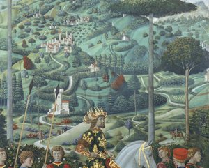 Johannes VII Palæologus (1391-1448), østromersk kejser, som Balthasar, en af de tre konger, detalje fra kongernes rejse-cyklus i kapellet, ca. 1460 (freskomaleri) af Benozzo di Lese di Sandro Gozzoli