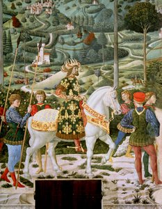 John VII Palaeologus (1391-1448), østromersk kejser, som en af de tre konger, detaljer fra Magi-cyklussen i kapellet, ca. 1460 af Benozzo di Lese di Sandro Gozzoli