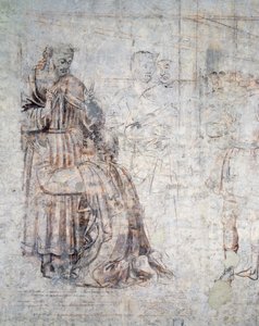 Ægteskab mellem Isaac og Rebecca, detalje af sinopia (undermaling) af Benozzo di Lese di Sandro Gozzoli