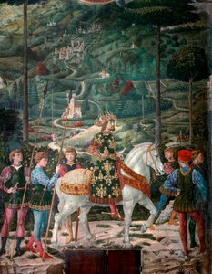 Den byzantinske kejser "The Journey of the Magi". Cortege of the Magi of Jerusalem i Bethlehem kaldes på italiensk "Viaggio dei Magi" eller "Cavalcata dei Magi" detalje, der repræsenterer den byzantinske kejser John VIII Palaeologue (1392-1448). Detalje. F af Benozzo di Lese di Sandro Gozzoli