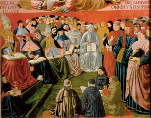 detalje fra Triumph of St Thomas Aquinas af Benozzo di Lese di Sandro Gozzoli