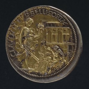 Medalje, der forestiller en allegorisk figur, 1533 (bagsiden af 18062) (for verso se 119186) af Benvenuto Cellini