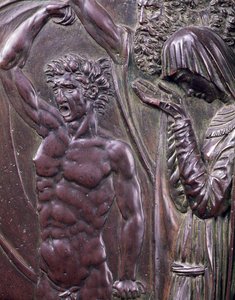 Perseus Rescuing Andromeda, detalje af en skrigende mand bronze