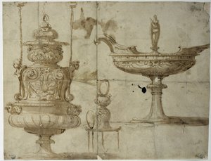 Studie til sølvtøj (Tegning af Benvenuto Cellini