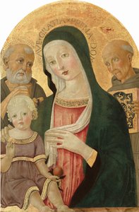 Madonna og barn med Sankt Jerome og Sankt Bernardino af Siena, ca. 14801485.