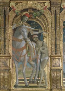 St. Martin deler sin kappe med tiggeren, detalje fra en polytykon, 1485