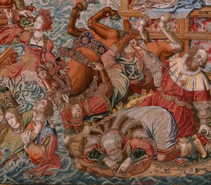flamsk gobelin. Serien The Honours. Fortune, vejen til hæder (La Fortuna, Camino de los Honores). Femte gobelin i serien. Modeltegnere fra Bernard van Orleys og Jan Gossaert de Mabuses kreds. Fremstilling Pieter van Aelst, Brusse