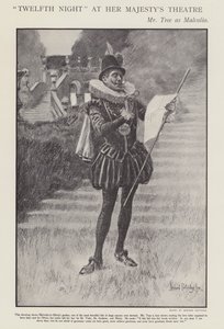 Herbert Beerbohm Tree som Malvolio i en produktion af Shakespeares Twelth Night på Her Majesty