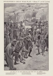 Scene fra en produktion af Shakespeares Henry V på Lyceum Theatre, London (litho)