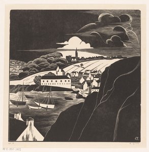 Havn ved lavvande (original titel på objektet) af Bernard Essers (signed by artist)