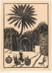 Gade med trapper i Taormina på Sicilien af Bernard Essers (signed by artist)